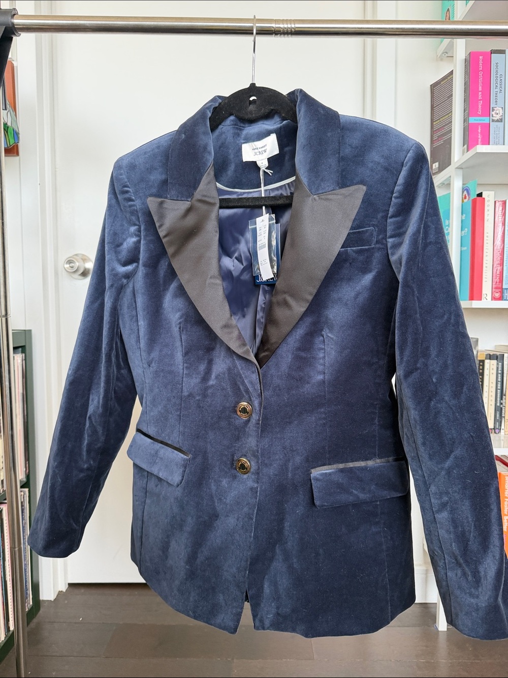 J. Crew x Marie Marot Navy Velvet Blazer Jacket - Tailored Women's Coat